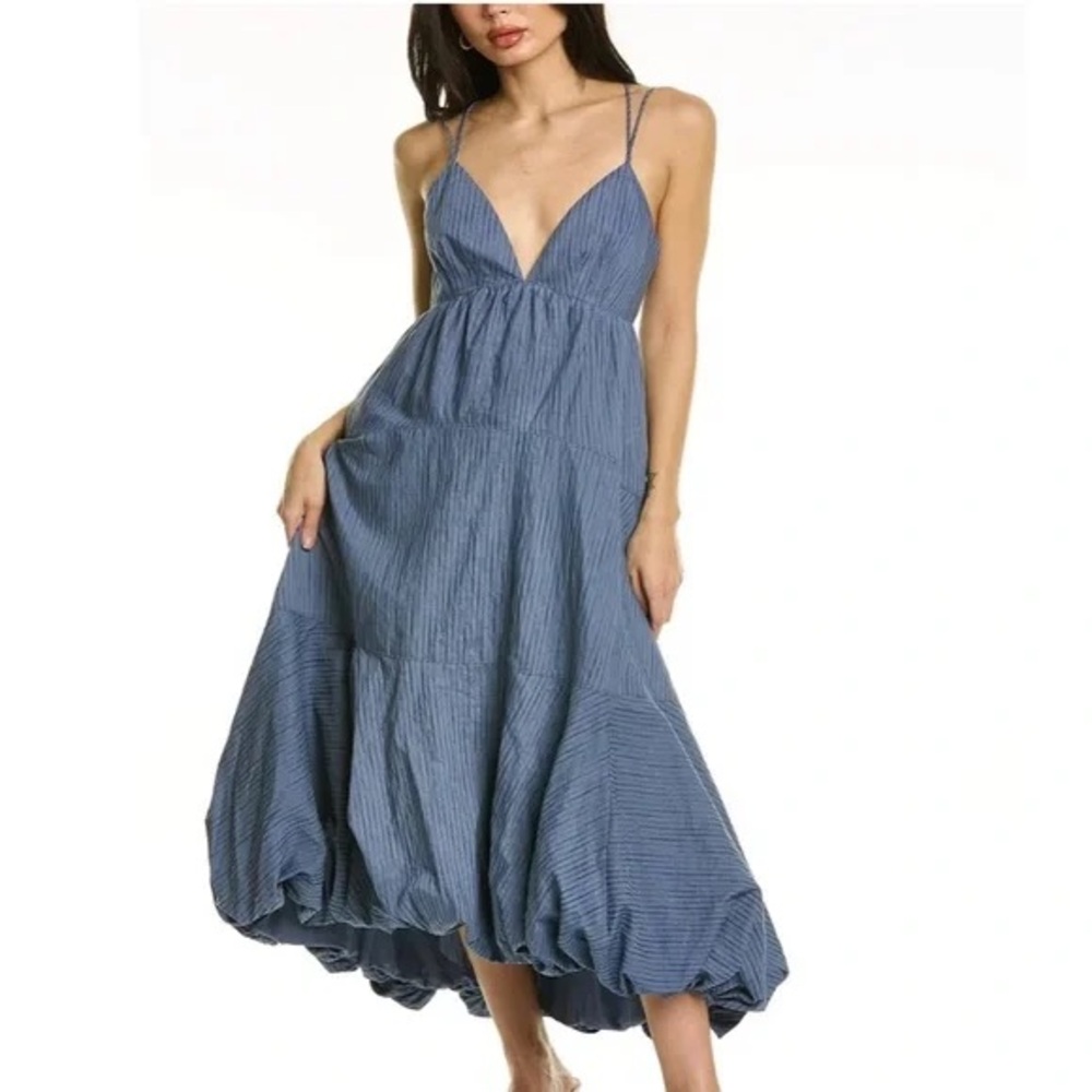 cinq a sept Blue Striped Midi Dress - Picture 2 of 10